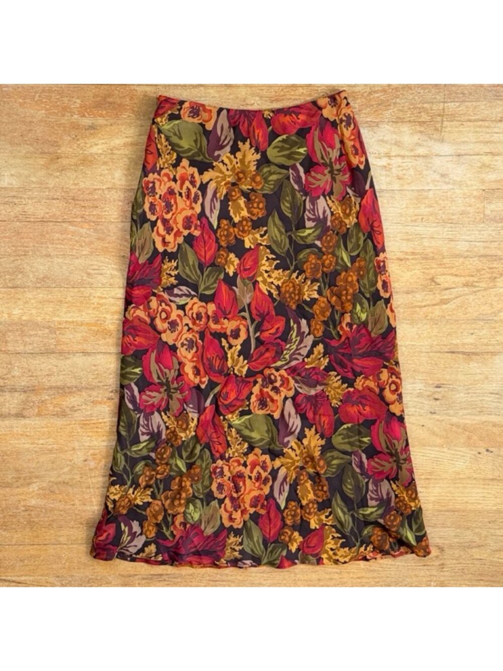 Vintage Floral Silk Midi Dress Size Small 6 26" Waist 90s Crepe Cottagecore Flow - Picture 5 of 7